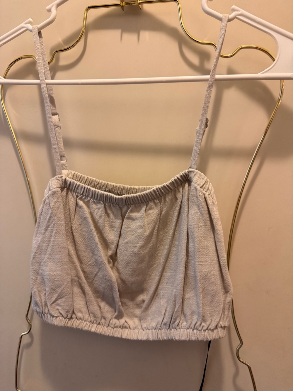 Textured Cream Adjustable-Strap Crop Camisole